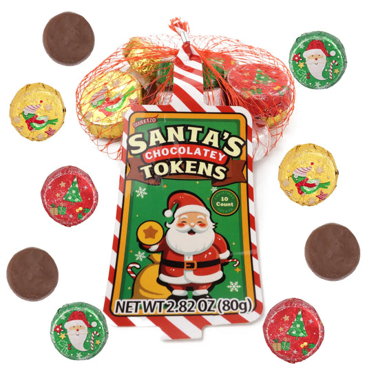 Milk Chocolatey Christmas Coins, Mesh Bags, Foil Wrapped