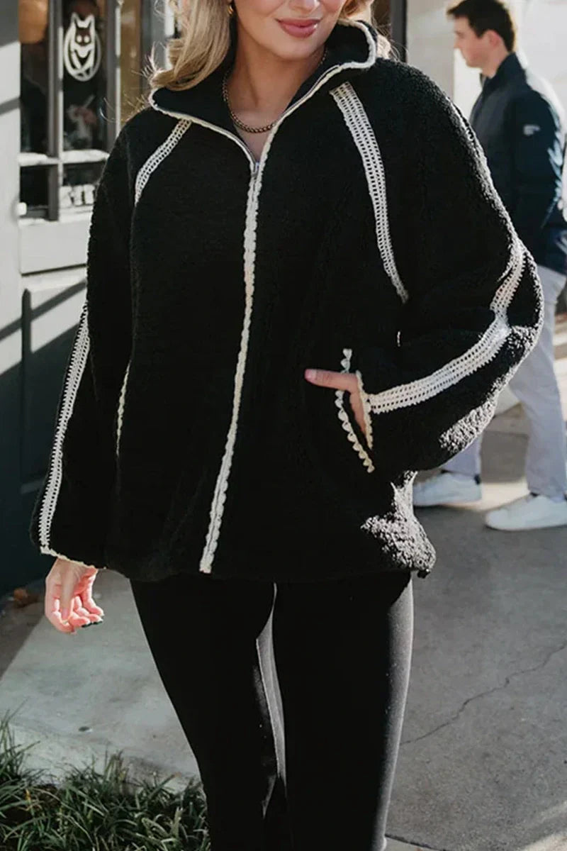 Sherpa Lace Trim Jacket