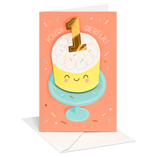 1st Birthday Card (You're 1-derful)