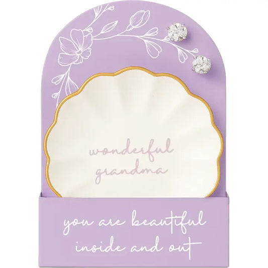 Wonderful Grandma - 2.75" Dish 5mm Sterling Cz Earrings