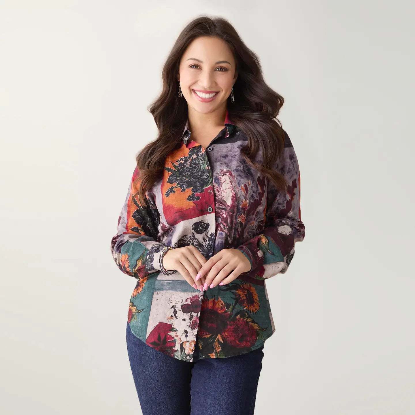 Ronja Colorblock Floral Print Blouse