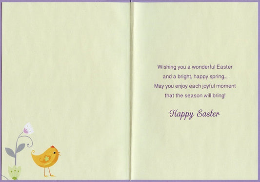 Chick in Flower Bed Thinking of You Easter Card