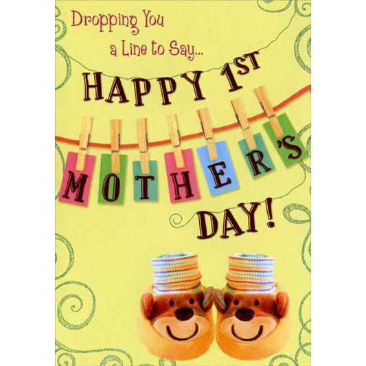 Bear Slippers: 1st Mother's Day Mother's Day Card