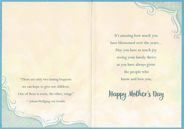 Large Gold Trim Bouquet Mother's Day Card for Niece