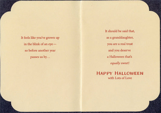Preteen Granddaughter Halloween Card