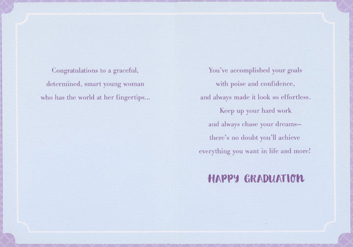 Hold Your Memories in Your Heart : Purple Banner Feminine Graduation Congratulations Card for Young Woman