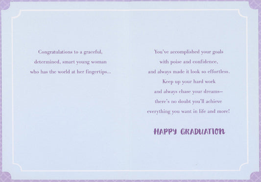 Hold Your Memories in Your Heart : Purple Banner Feminine Graduation Congratulations Card for Young Woman