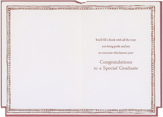 Red Textured Book : Gold Foil Accents Die Cut High School Graduation Congratulations Card