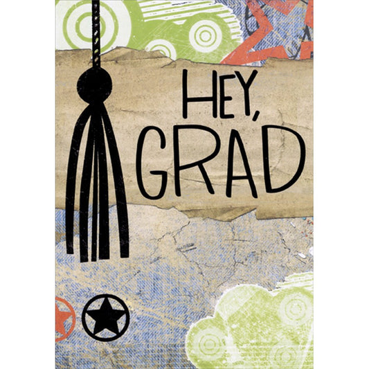 Hey Grad : Shiny Black Tassel High School Graduation Congratulations Card