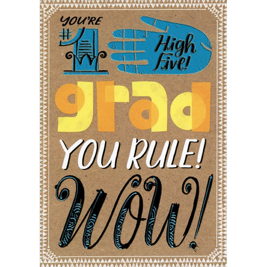 Blue Foil Hand Middle School Graduation Congratulations Card