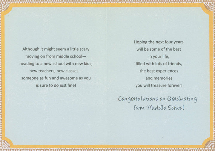 Blue Foil Hand Middle School Graduation Congratulations Card