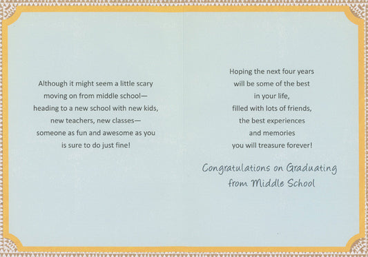 Blue Foil Hand Middle School Graduation Congratulations Card