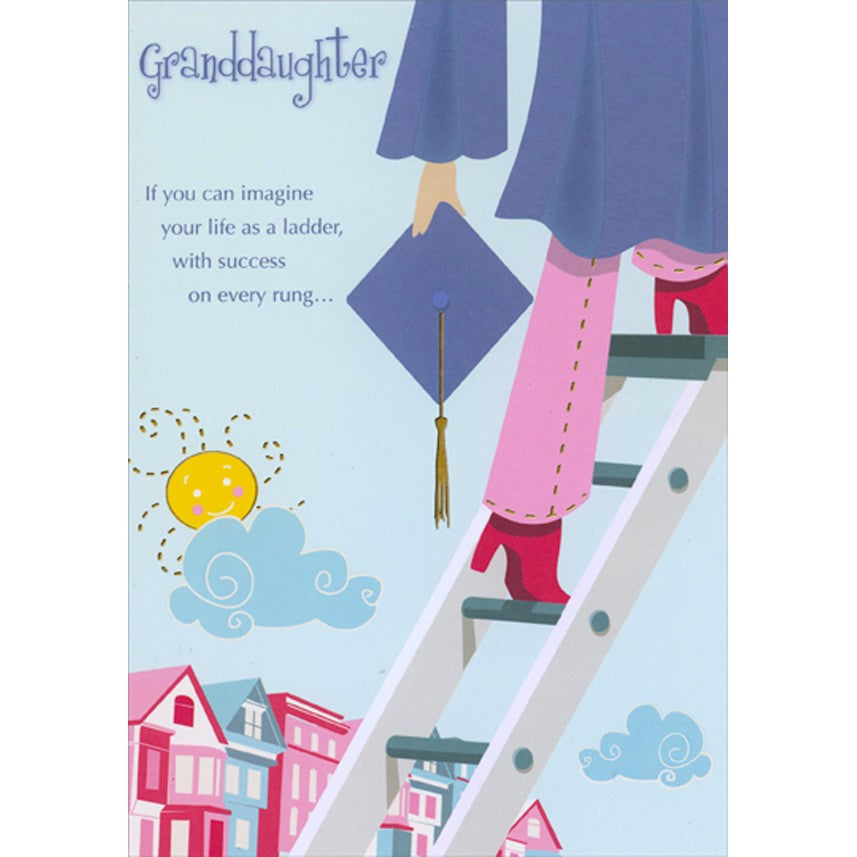 Climbing Ladder Graduation Congratulations Card for Granddaughter