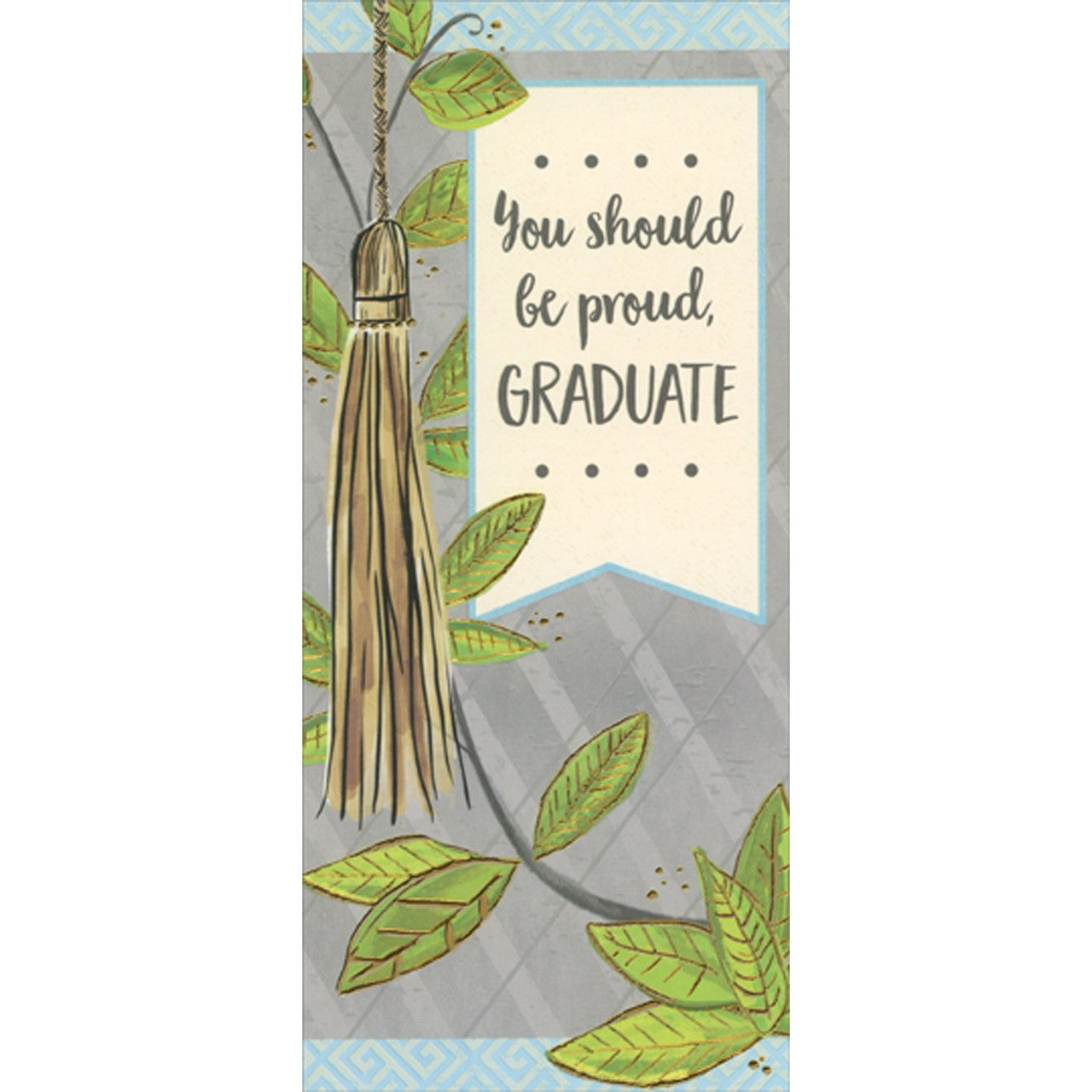 Brown Tassel with Gold Accented Leaves Money Holder / Gift Card Holder Graduation