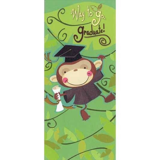 Grad Monkey Swinging from Vines Juvenile Money Holder / Gift Card Holder