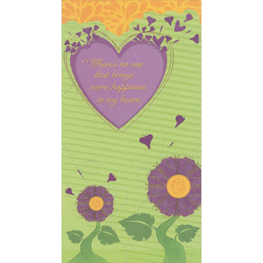 Green Stripes, Purple Flowers on Green Mother's Day Card for Wife