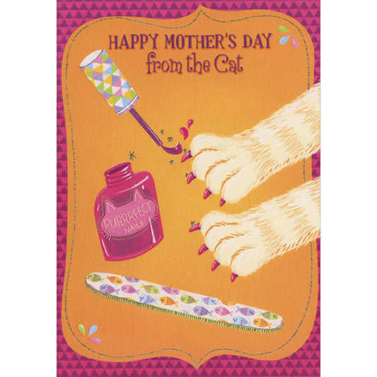 Cat Paws, Pink Nail Polish and Emery Board Mother's Day Card from the Cat