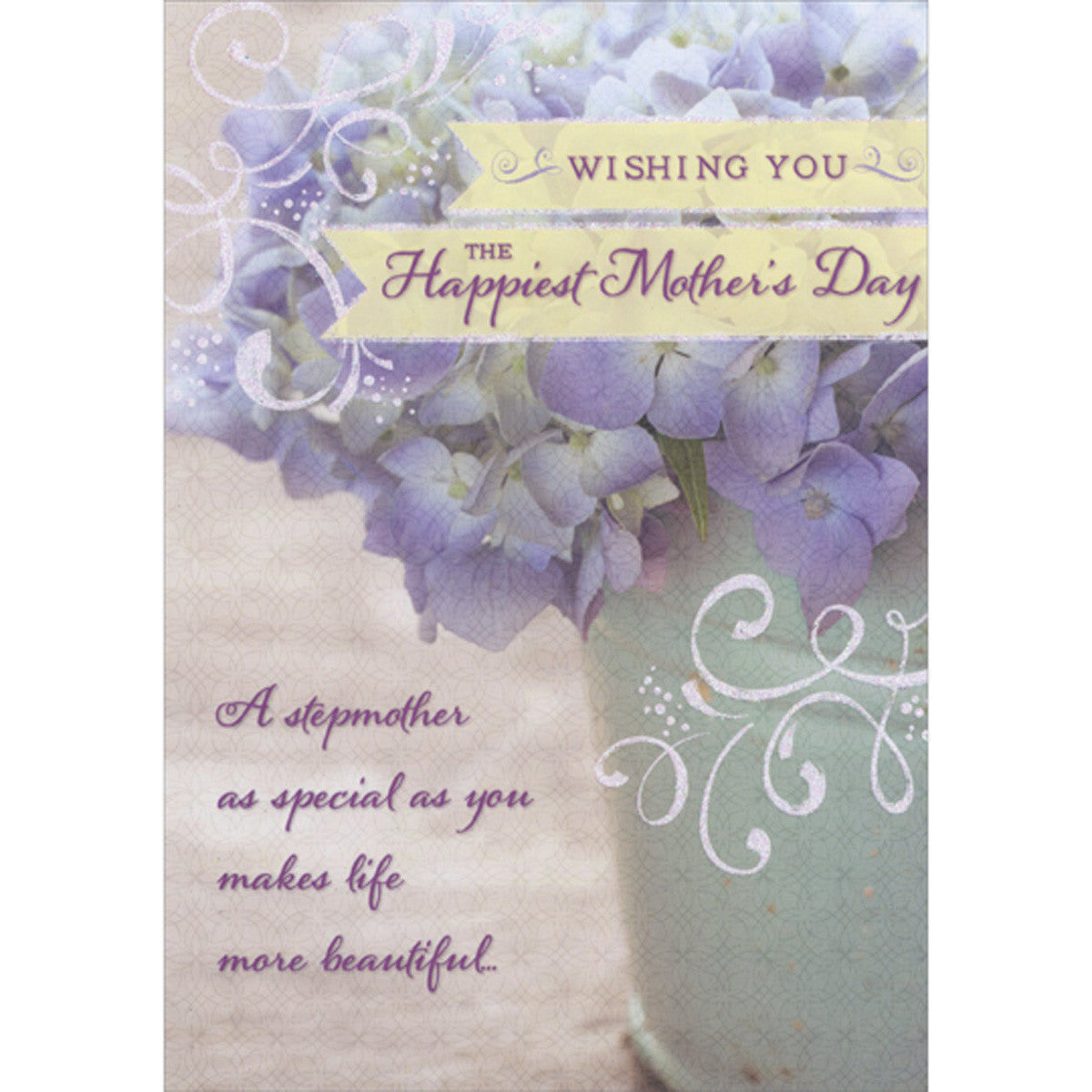 Purple Flowers in Pot Mother's Day Card for Stepmother