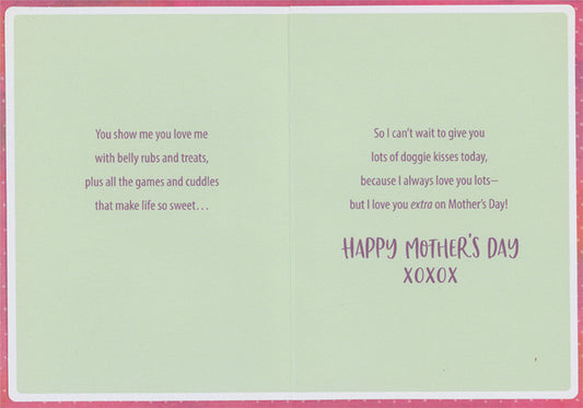 Puppy in Basket with Purple Blanket: Favorite Fur Baby Mother's Day Card from Dog