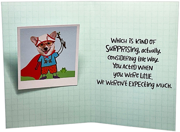 Humorous 3D Spring Activated Pop Out Father's Day Card for Son