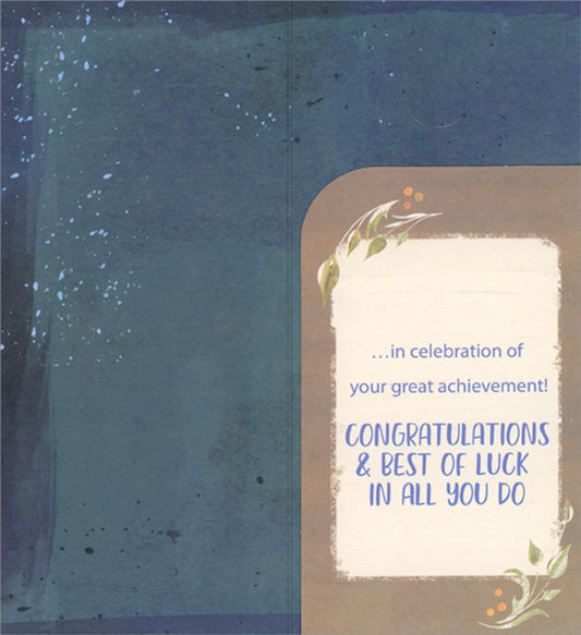 Gift for College Grad: Leaves, Blue Cap and Green Grid Money Holder / Gift Card Holder Graduation