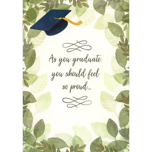 Light and Dark Green Leaves Graduation Congratulations Card for Young Man
