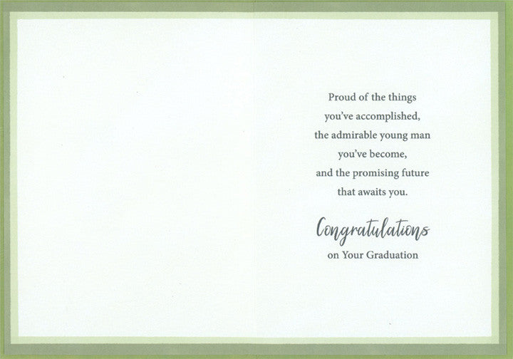 Light and Dark Green Leaves Graduation Congratulations Card for Young Man