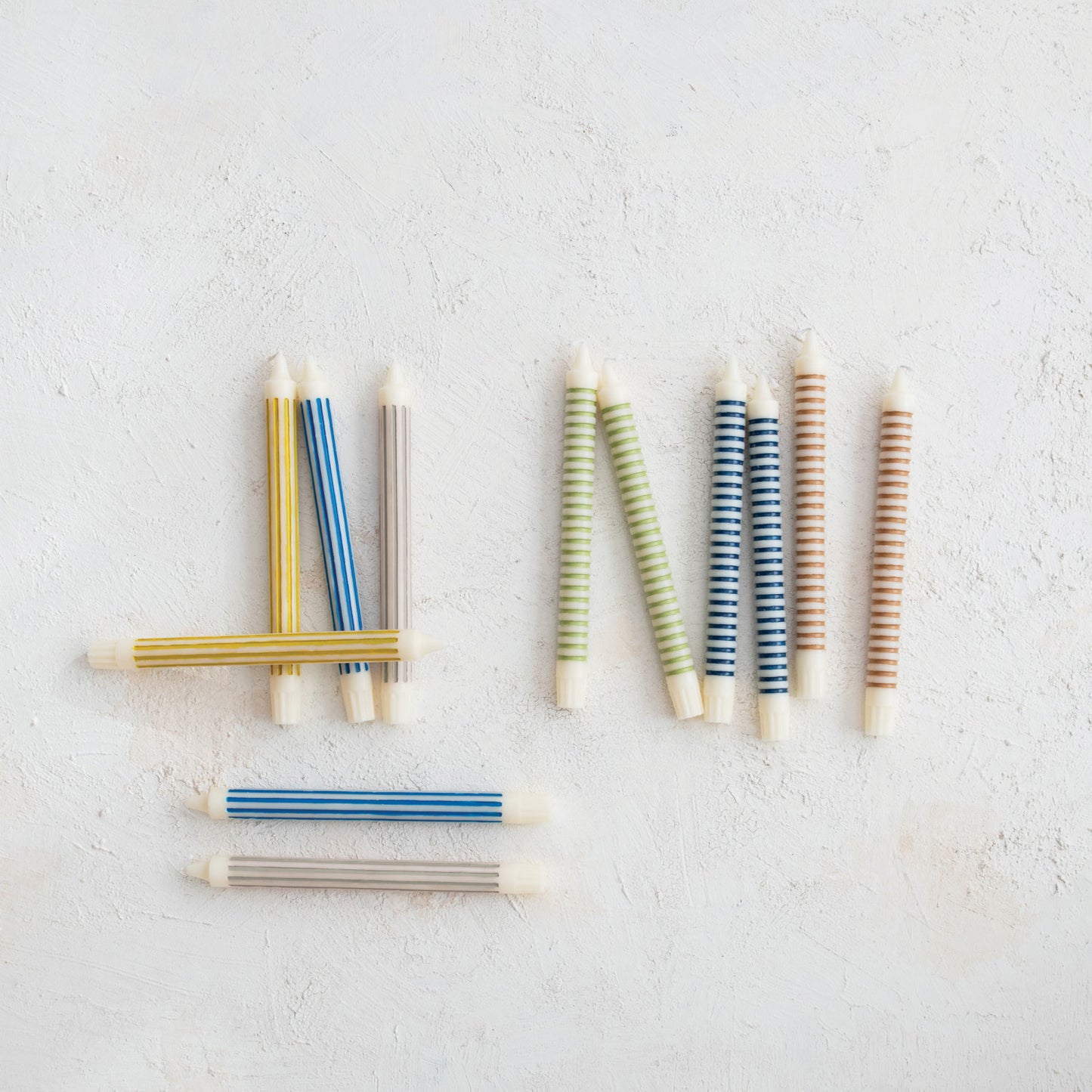 Unscented Striped Taper Candles in Box, Set of 2