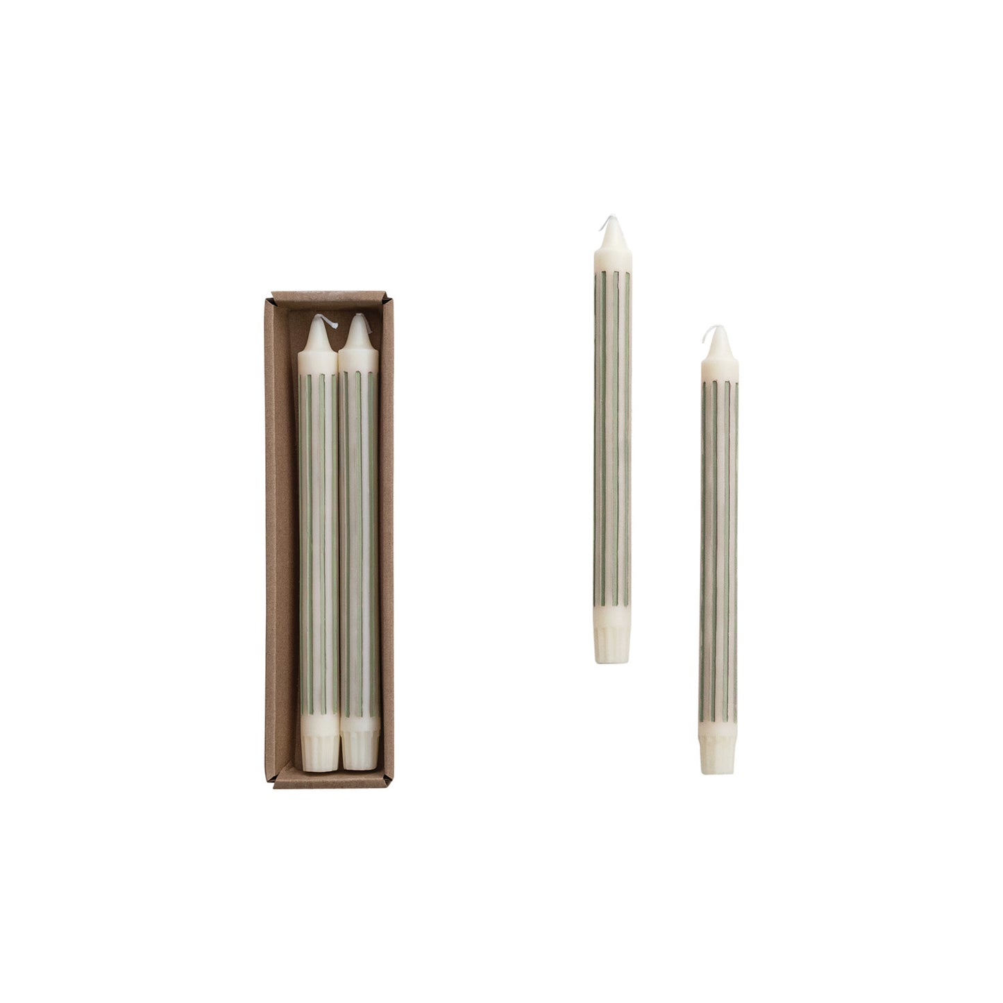 Unscented Striped Taper Candles in Box, Set of 2