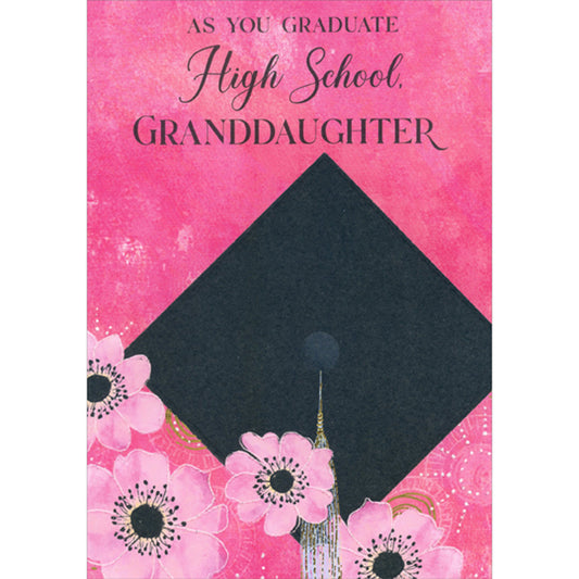 Dark Pink High School Graduation Congratulations Card for Granddaughter