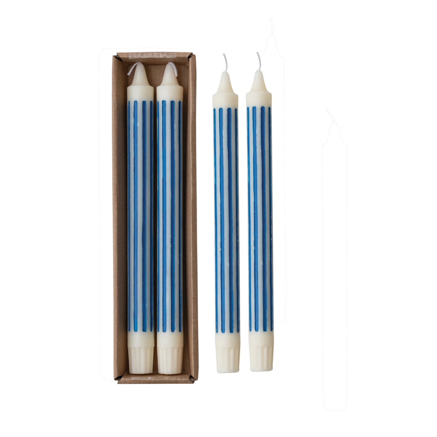 Unscented Striped Taper Candles in Box, Set of 2