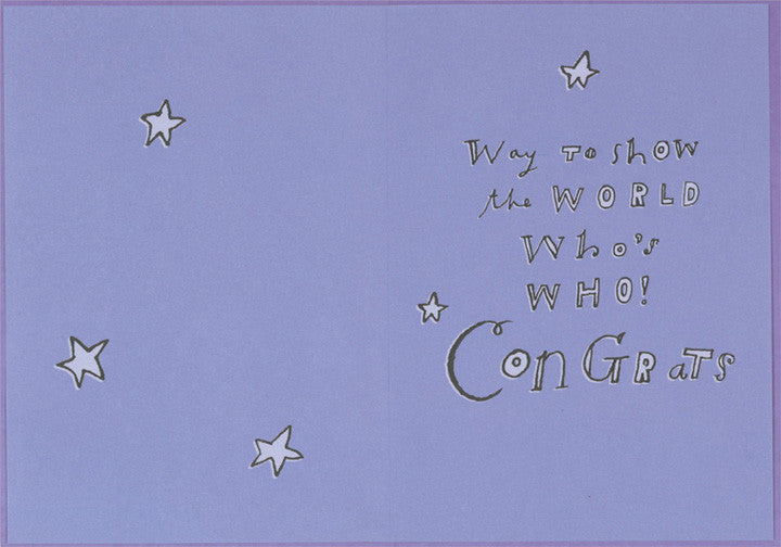 Hey Smarty: Purple Owl on Branch Wearing Grad Cap Middle School Graduation Congratulations Card