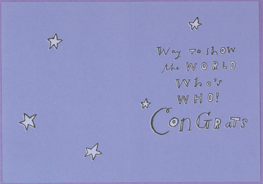 Hey Smarty: Purple Owl on Branch Wearing Grad Cap Middle School Graduation Congratulations Card