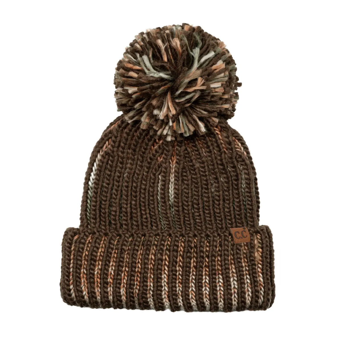 Ombre Rib Yarn Pom Beanie