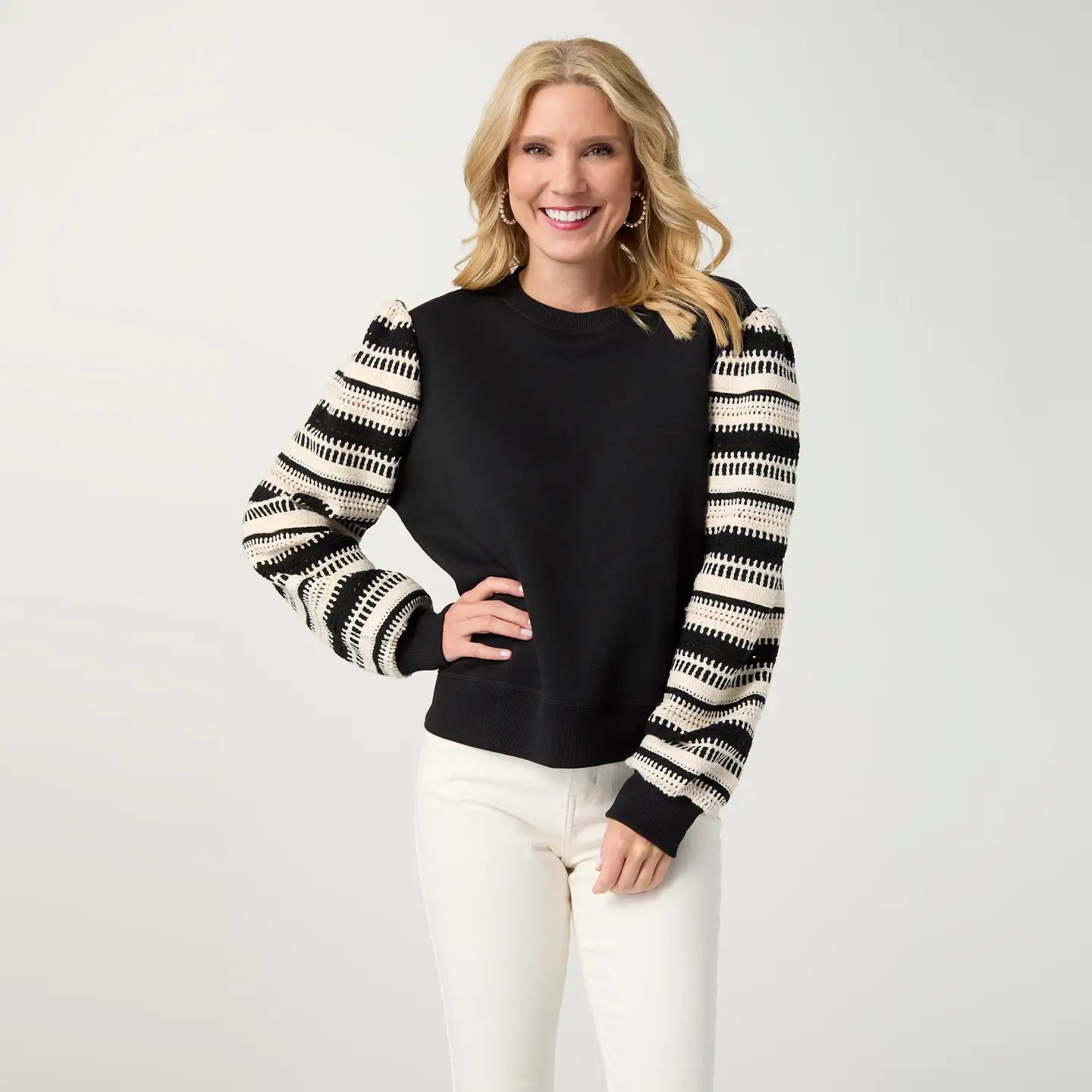 Solay Mixed Media Long Sleeve Top