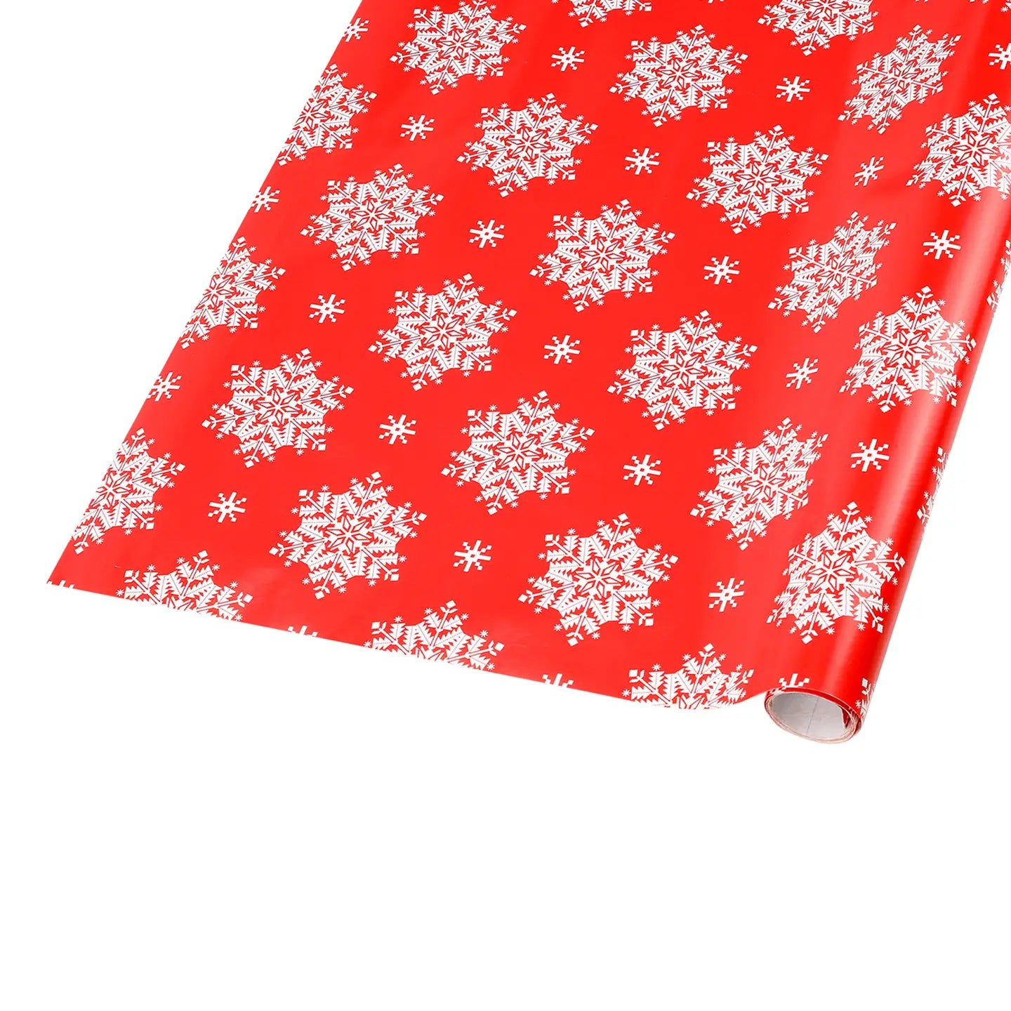 30" X 10' Holiday Wrapping Paper | Red Snowflake