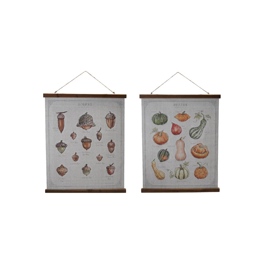 Scroll Wall Décor with Squash/Acorns/Pumpkins & Hanger
