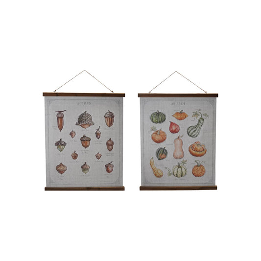 Scroll Wall Décor with Squash/Acorns/Pumpkins & Hanger