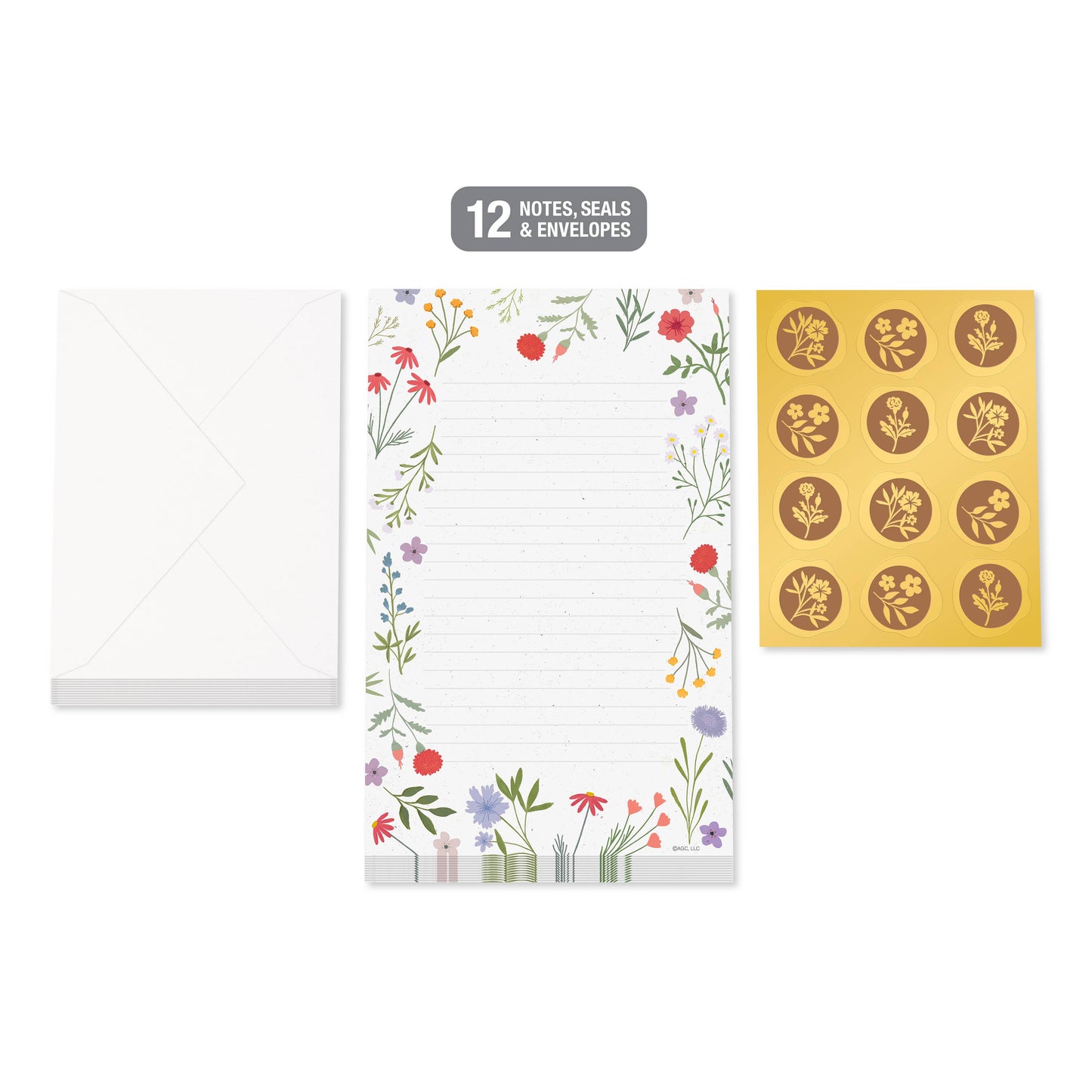 All Occasion Stationery Set with Envelopes and Seals, Floral