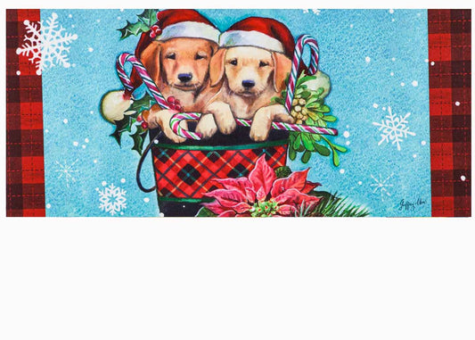Christmas Puppy Bucket Sassafras Mat