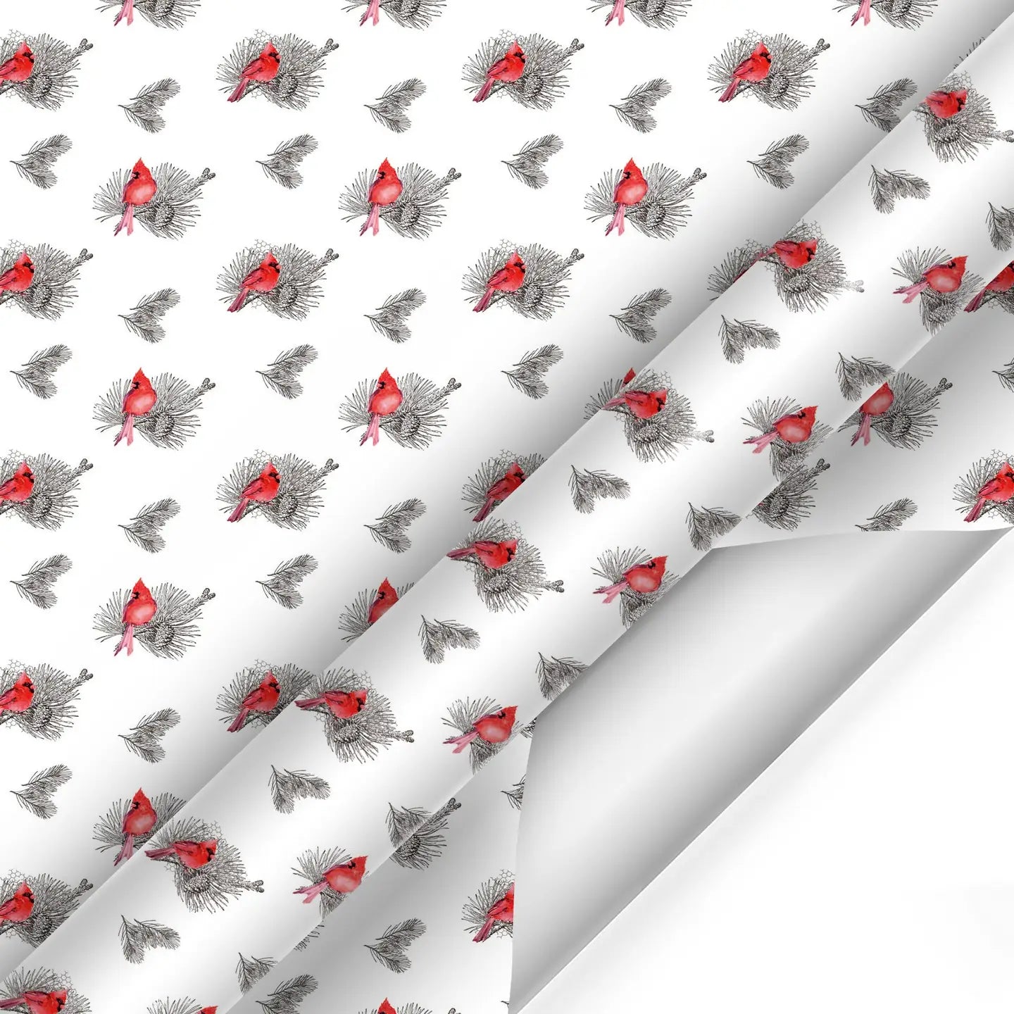 30" X 10' Holiday Wrapping Paper | Holiday Cardinal Floral