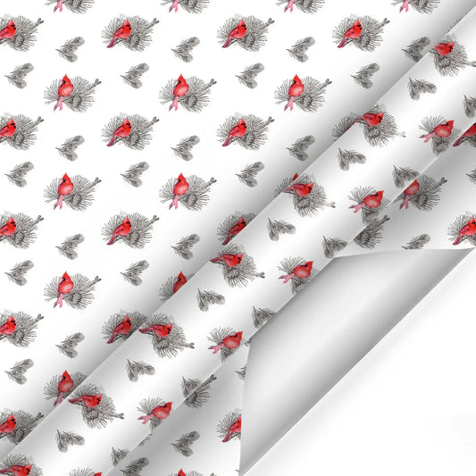 30" X 10' Holiday Wrapping Paper | Holiday Cardinal Floral