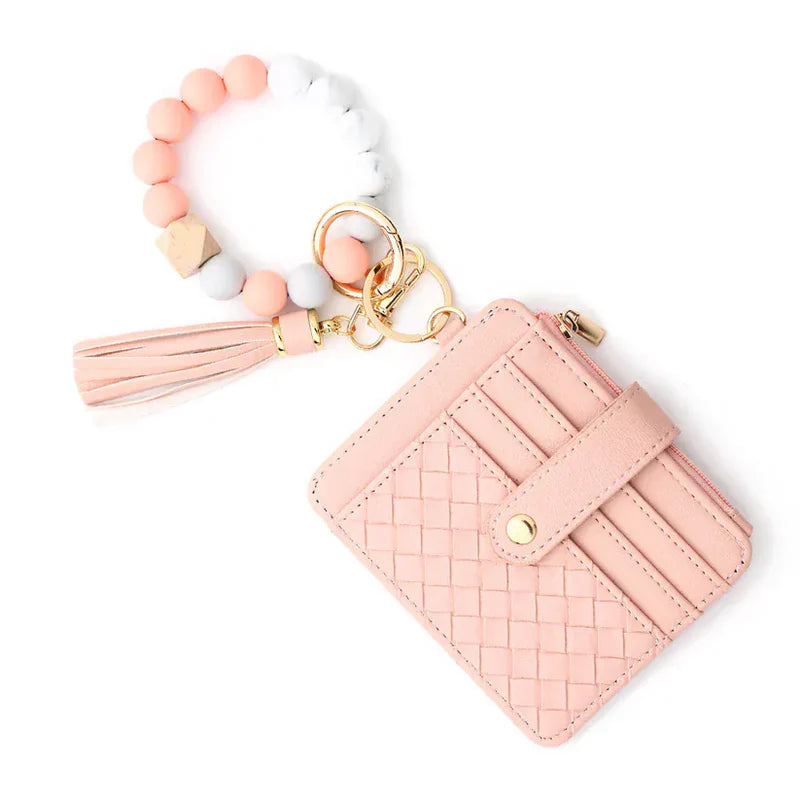 Nina Beaded Keychain Bracelet & Woven Wallet Combo