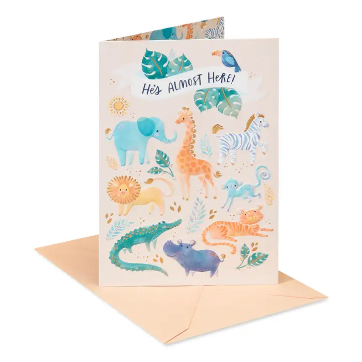 He's Almost Here Baby Boy Card