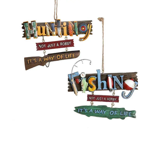 4.5-5"Fishing/Hunting Word Ornament