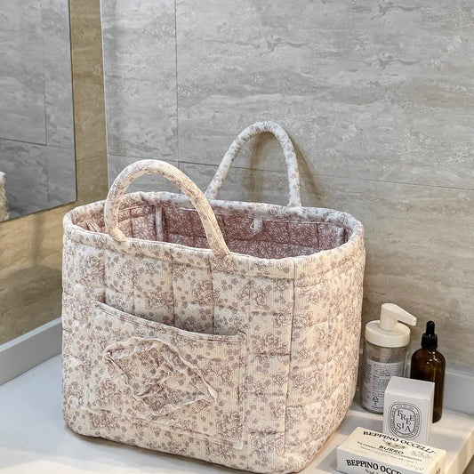 Corduroy Floral Storage Tote