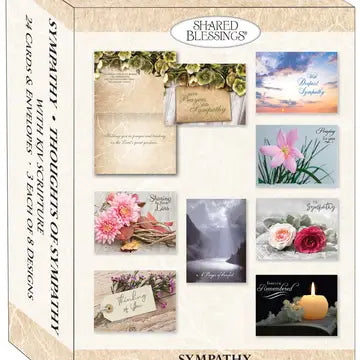 Thoughts of Sympathy - Box of 24 Assorted Sympathy Cards By Shared Blessings