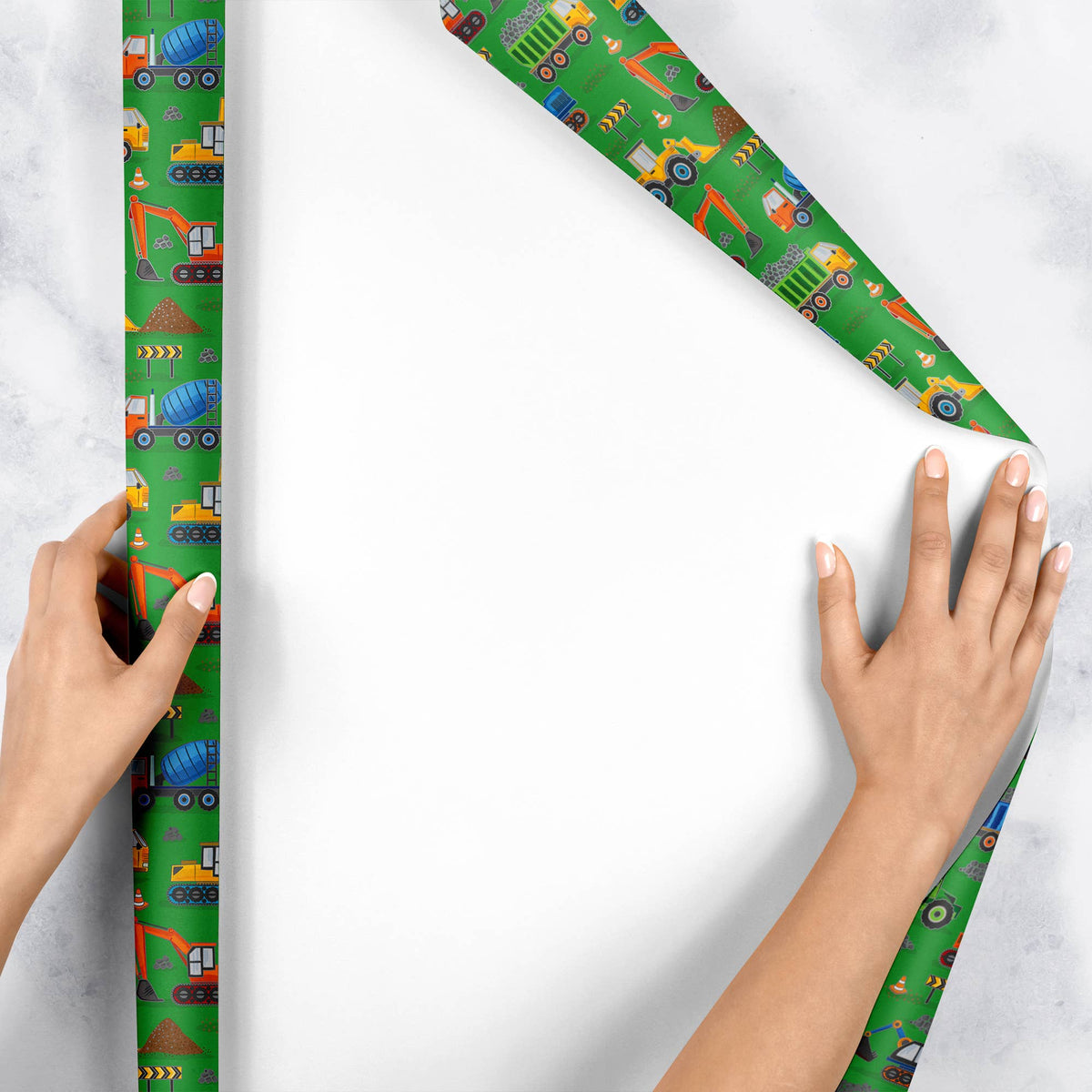 Construction Trucks Green - Gift Wrap Rolls