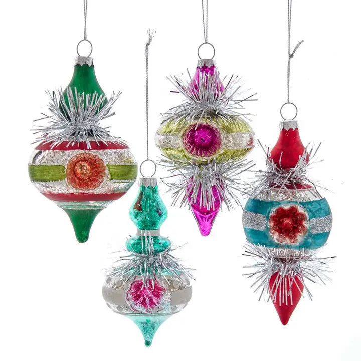 Retro Finial Ornament with Tinsel