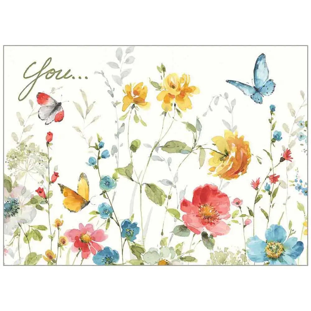 Blue Butterfly Field - Birthday Card